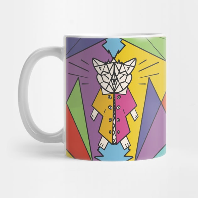 Geometric shape crazy mad cat by Xatutik-Art